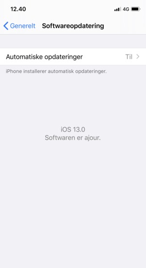 Hvis din iPhone er opdateret, vil du se følgende skærmbillede