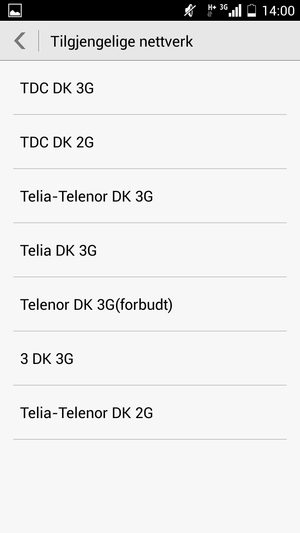 Velg en nettverksoperatør fra listen