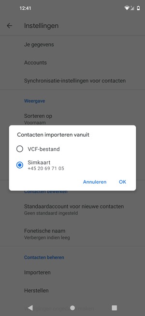 Selecteer Simkaart en OK