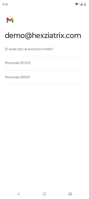 Seleziona Personale (POP3) o Personale (IMAP)