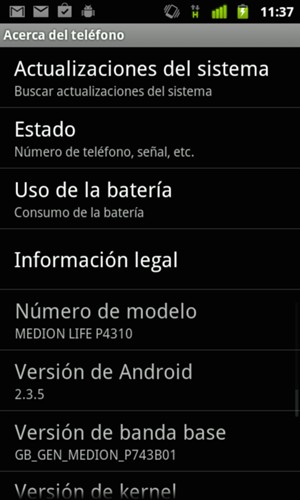 Seleccione Actualizaciones del sistema