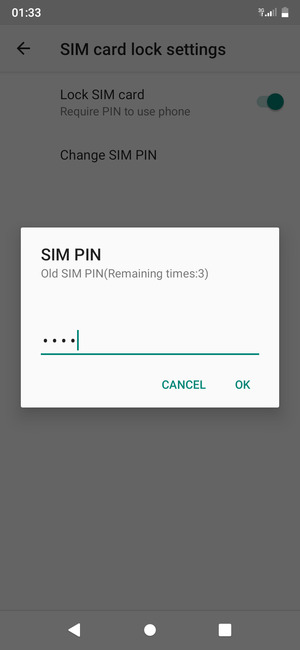 Enter your Old SIM PIN and select OK