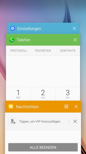 Wählen Sie ALLE BEENDEN