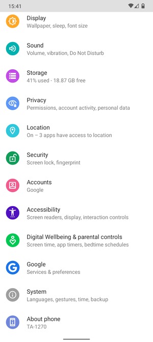 Scroll to and select Accounts