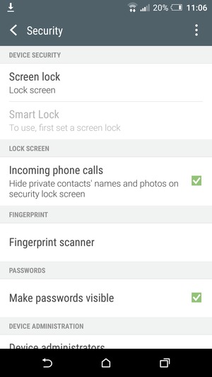 Select Screen lock