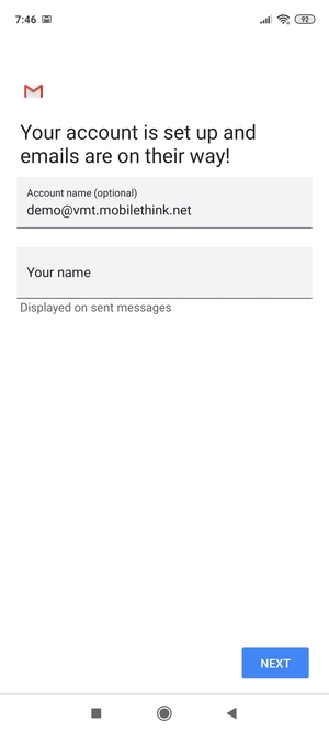 Give your account a name and enter your name. Select NEXT