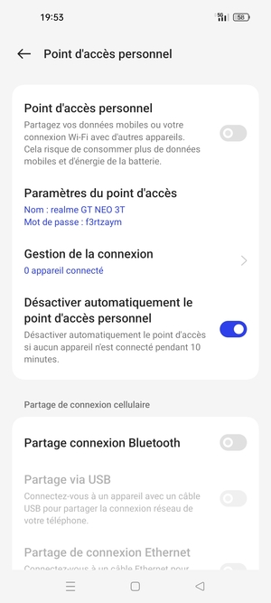 Sélectionnez Paramètres du point d'accès