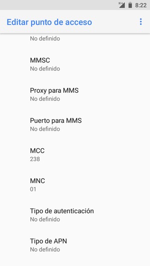 Desplácese hacia abajo e introduzca la información MMS