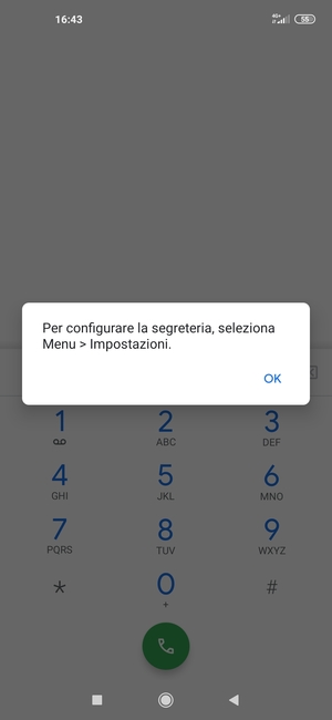 Se la segreteria telefonica non è configurata, seleziona OK
