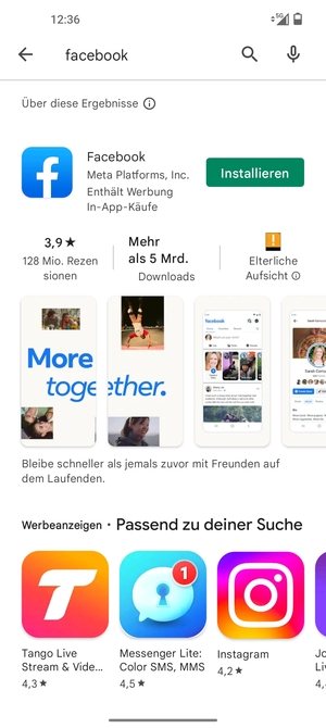 Wählen Sie die App