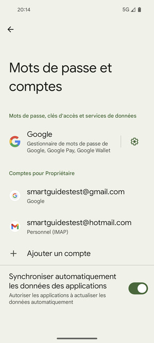 Sélectionnez votre compte Google