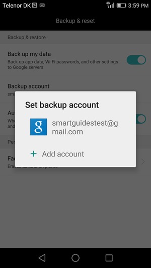 Select your backup account