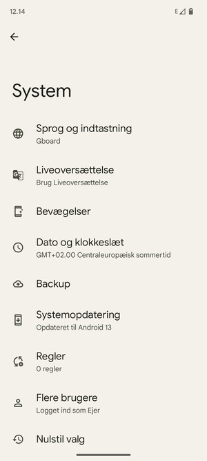 Vælg Systemopdatering