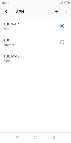 Sélectionnez le point d'accès à Internet