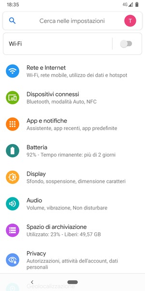 Seleziona Rete e Internet