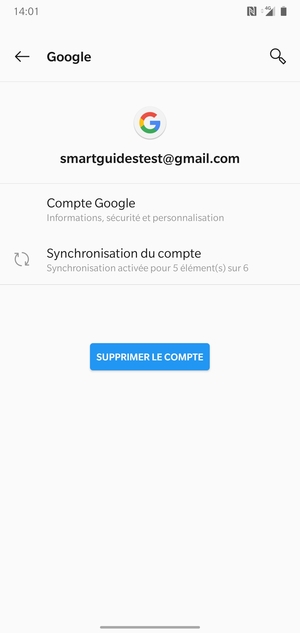 Sélectionnez Synchronisation du compte