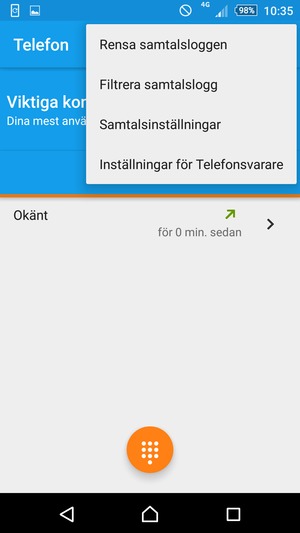 Välj Samtalsinställningar