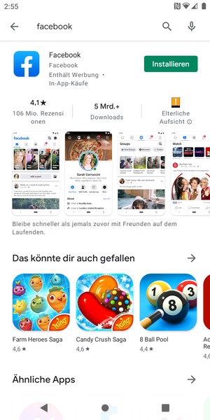 Wählen Sie die App