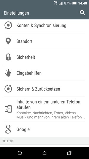 Scrollen Sie und wählen Sie Sichern & Zurücksetzen