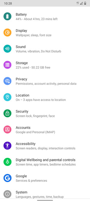 Scroll to and select Security