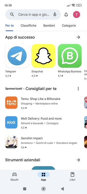 Seleziona la barra di ricerca