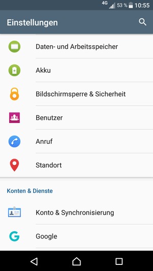 Scrollen Sie und wählen Sie Bildschirmsperre & Sicherheit