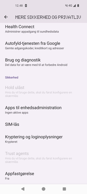 Scroll til og vælg SIM-lås