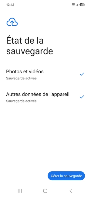 Sélectionnez Gérer la sauvegarde