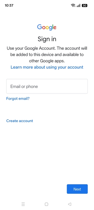 Enter your Gmail address and select Next