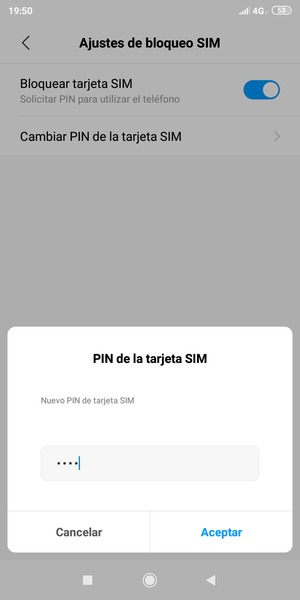 Introduzca su Nuevo PIN de tarjeta SIM y seleccione Aceptar