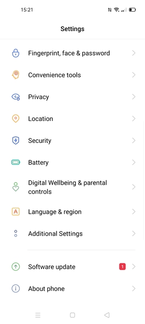 Scroll to and select Security
