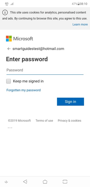 Enter your password and select Sign in