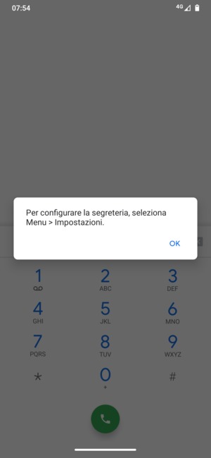 Se la segreteria telefonica non è configurata, seleziona OK