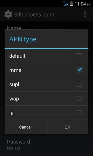 Check the mms checkbox and select OK