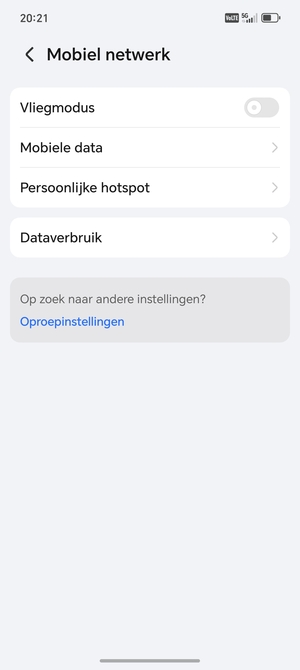 Selecteer Mobiele data