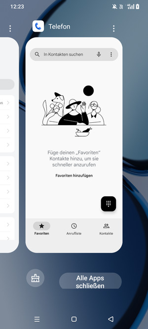 Wählen Sie Alle Apps schließen, um alle laufende Apps zu schließen