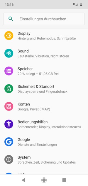 Scrollen Sie und wählen Sie Konten