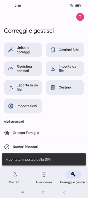 I tuoi contatti verranno salvati sul tuo account Google, e salvati sul tuo telefono la prossima volta che Google sarà sincronizzato.