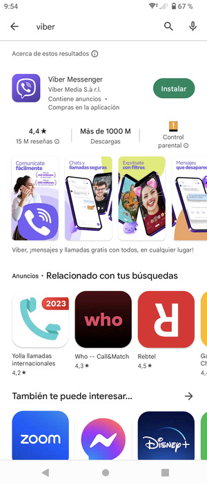 Seleccione la aplicación