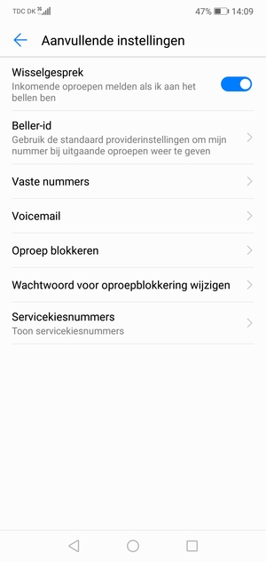 Selecteer Voicemail
