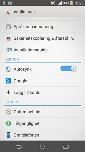 Scrolla till och välj Om telefonen