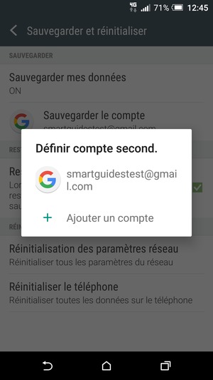 Sélectionnez votre compte de sauvegarde