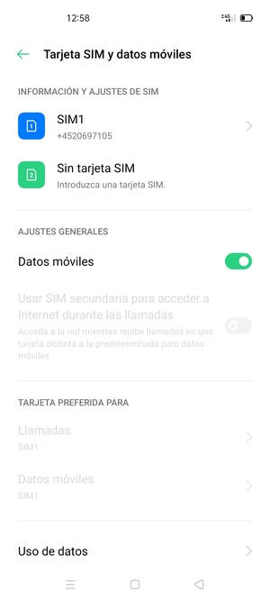 Seleccione SIM1 o SIM2