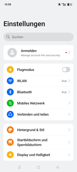 Wählen Sie Mobiles Netzwerk