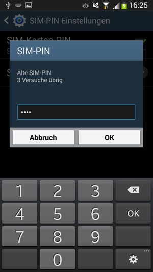 Geben Sie Ihre Alte SIM-PIN ein und wählen Sie OK