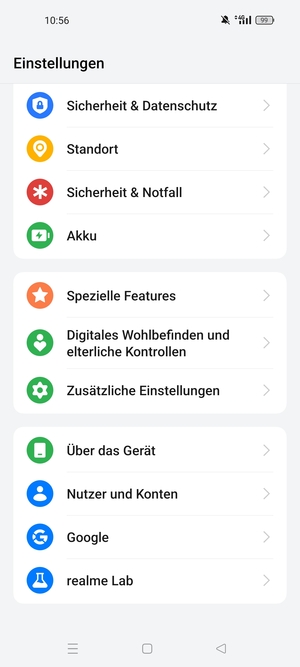 Scrollen Sie und wählen Sie Über das Gerät