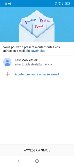 Sélectionnez ACCÉDER À GMAIL