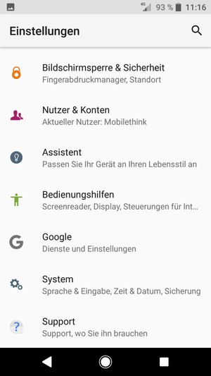 Scrollen Sie und wählen Sie Bildschirmsperre & Sicherheit