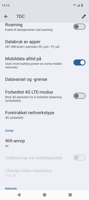 Bla til og velg Foretrukket nettverkstype