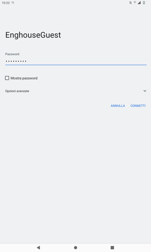 Inserisci la password del Wi-Fi e seleziona CONNETTI